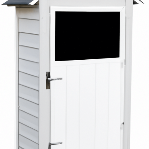 An image showcasing a modern automatic chicken coop door