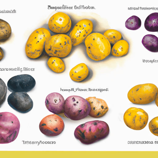 An image showcasing a vibrant assortment of potatoes in various sizes and shapes