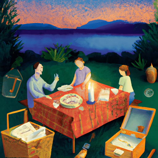 An image that showcases a serene outdoor setting with a family enjoying a bug-free picnic