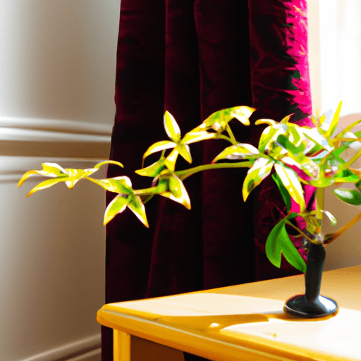 An image showcasing a well-lit living room corner, adorned with a vibrant Japanese Spindle plant elegantly stretching its glossy, lance-shaped leaves towards a nearby window, basking in the nurturing sunlight