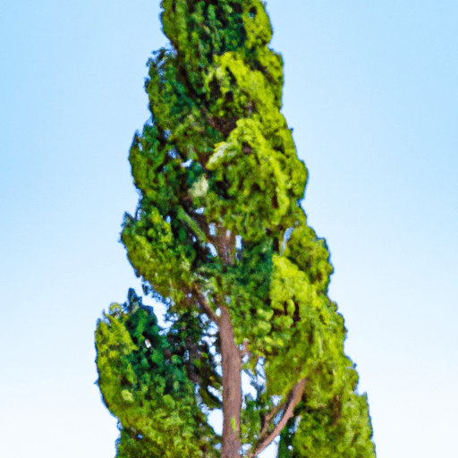An image showcasing a healthy Skyrocket Juniper, standing tall and slender, with vibrant blue-green foliage reaching towards the sky
