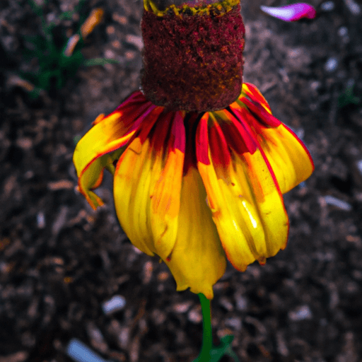 An image of a vibrant Mexican Hat flower in full bloom, standing tall amidst a backdrop of rich, well-drained soil