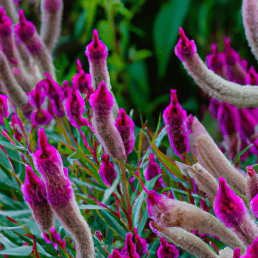 An image showcasing a vibrant Ptilotus plant flourishing in a sunny garden