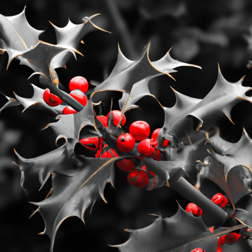 An image capturing the contrasting beauty and danger of holly plants