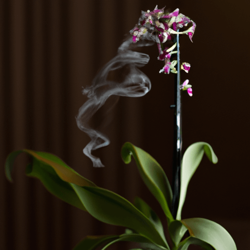 An image showcasing an elegant orchid with wilted, sagging leaves