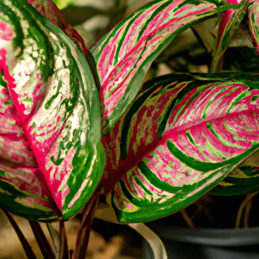 An image showcasing a lush, vibrant Aglaonema Pictum Tricolor plant standing tall in a sunlit corner, its glossy, heart-shaped leaves adorned with striking patterns of deep green, silver, and pink, exuding an air of elegance and tranquility